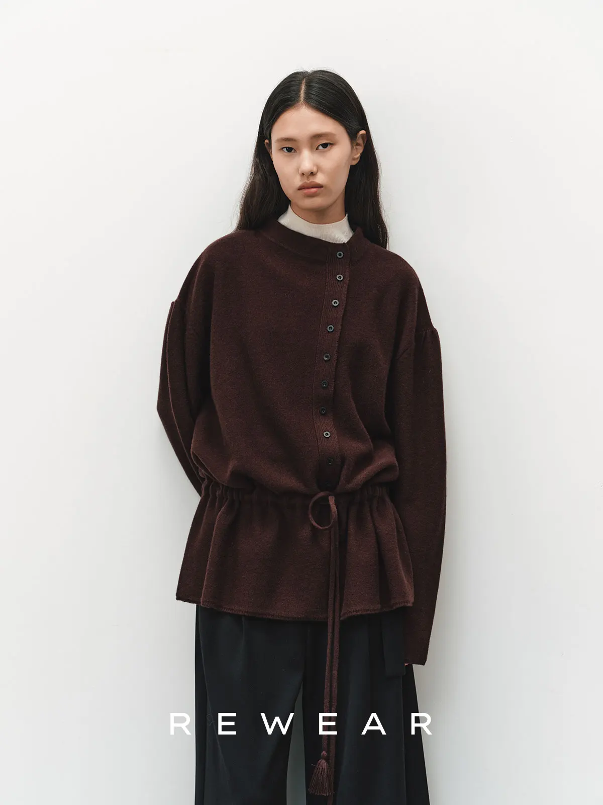 

Ультратонкий свитер из мериносовой шерсти свободного кроя с бахромой и шнурком на талии, повседневный, с круглым вырезом, длинными рукавами, зимнее пальто для женщин