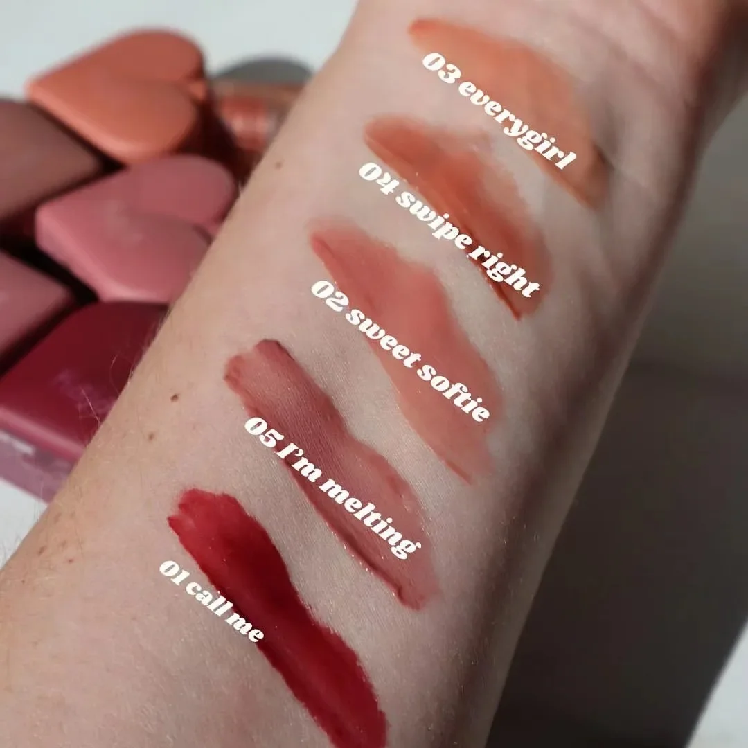 5 Kleur Hartvorm Mousse Matte Lippenstift Vloeibare Lipgloss Waterdichte Langdurige Vrouwen Hart Lip Tint Student Schoonheid Cosmetisch