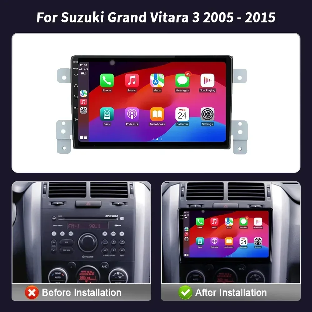 Android For Suzuki Grand Vitara 3 2005-2015  Car Radio Multimedia Player Navigation Wireless CarPlay Screen Stereo