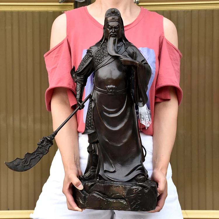 56CM large office home lobby business efficacious Protection-Money Drawing fortune God GUAN GONG Guandi Retro bronze statue
