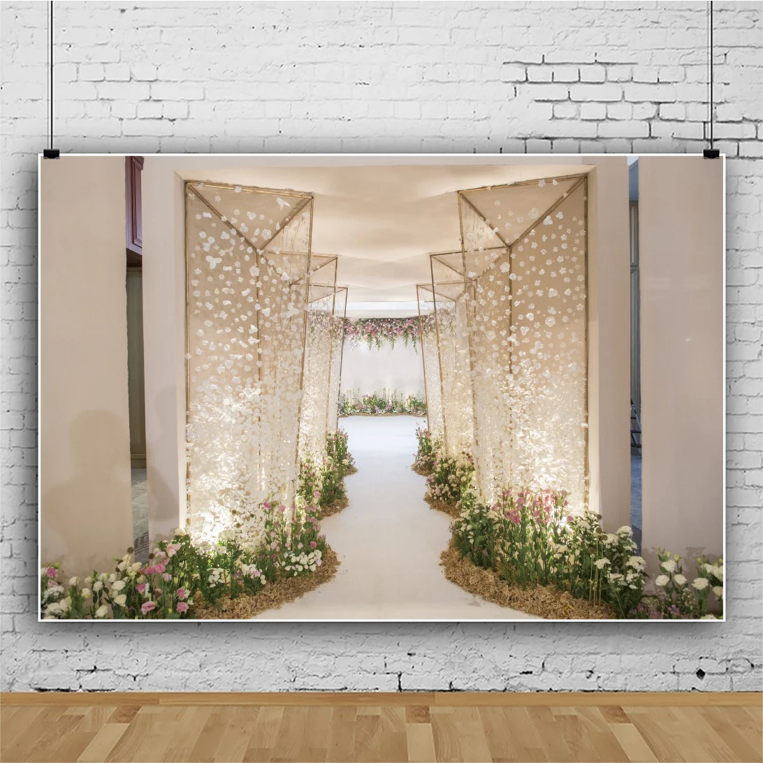 Laeacco casamento cerimônia fotografia pano de fundo flores cortina de chuveiro nupcial dia das mães retrato personalizado foto fundo
