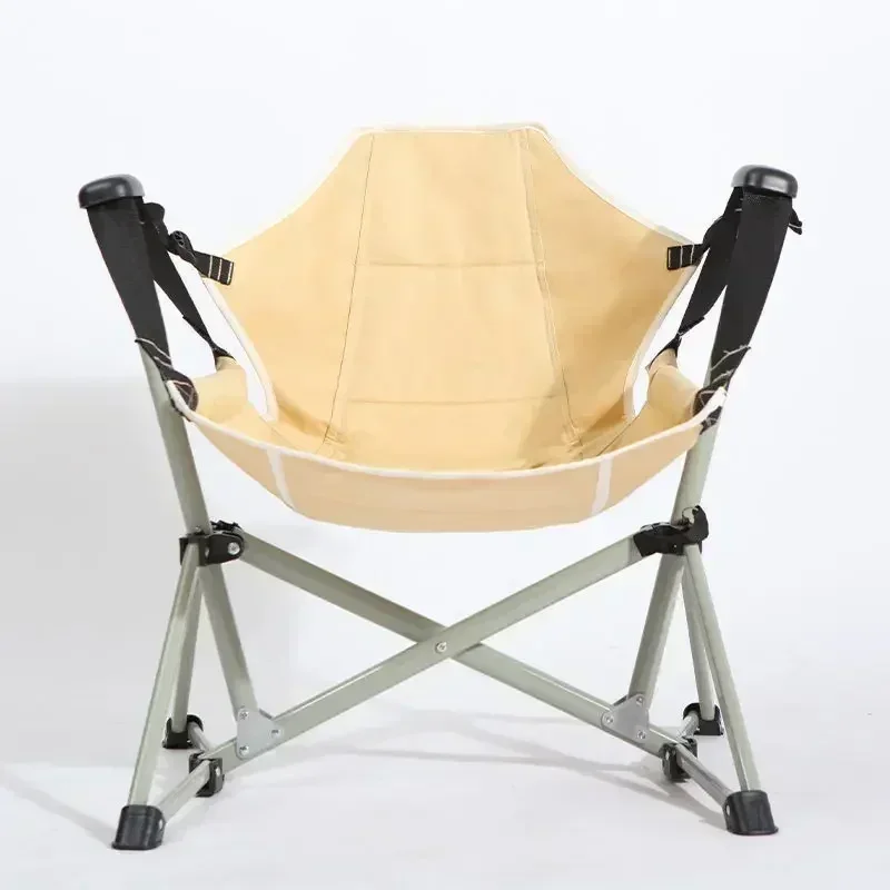 Outdoor Folding High Load-Bearing Camping Chair Backrest Rocking Moon Chair Portable Camping Beach Chair Wholesale