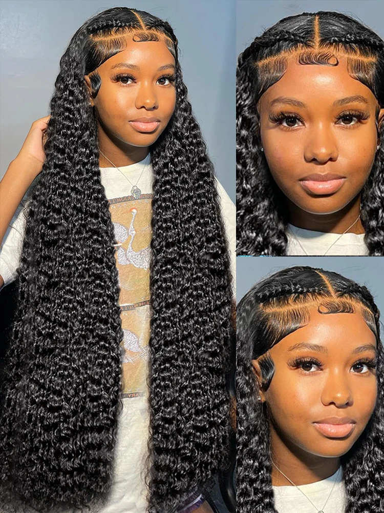 Addictive 250 Density Deep Wave 30 40 Inch 13x6 HD Lace Front Human Hair Wigs Curly Frontal Preplucked Glueless Ready To Go Wigs