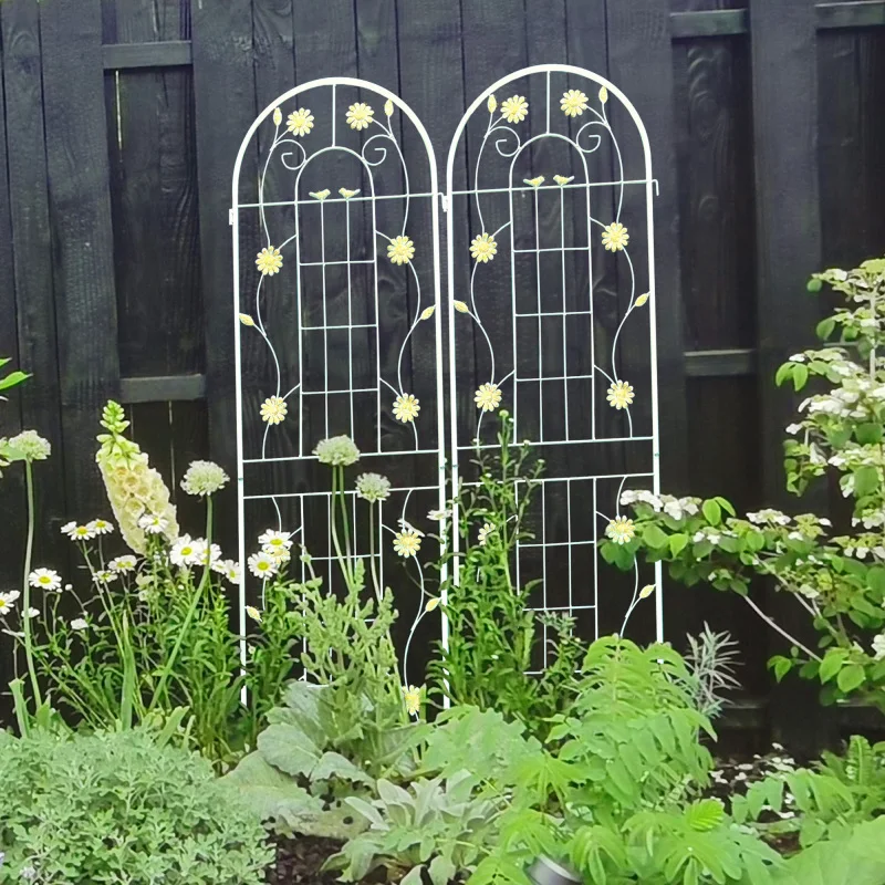 

2 Pack Metal Garden 71" X 19.7" Rustproof Trellis For Climbing Plants Outdoor Flower Support Cream White