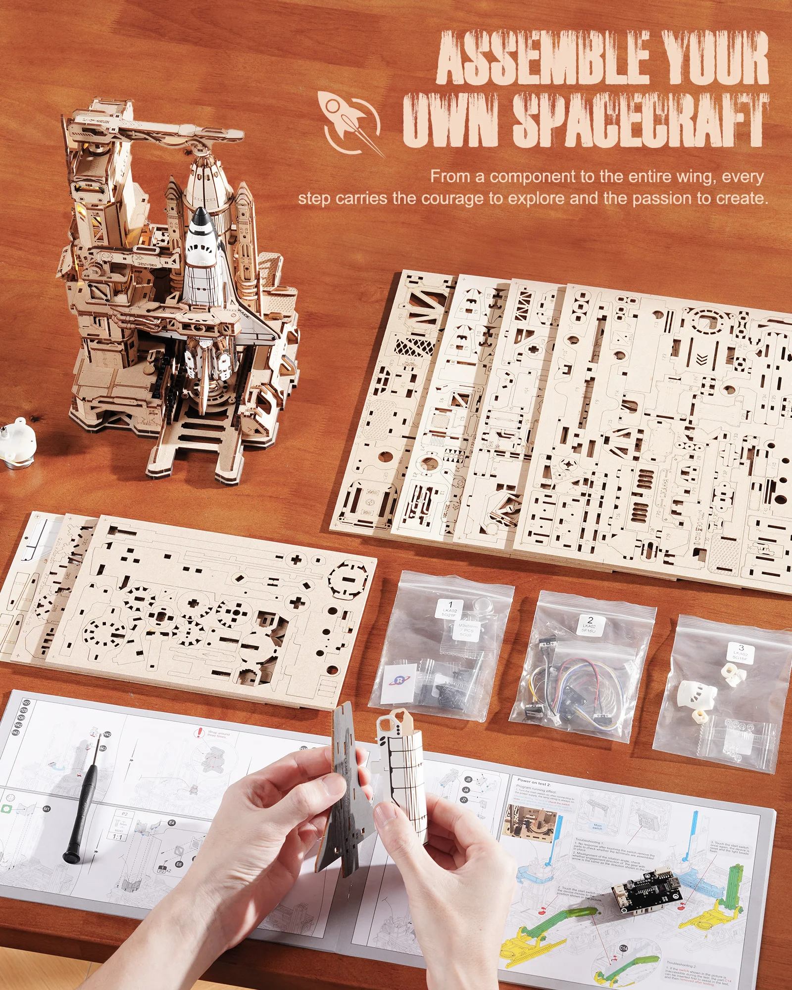 ROKR 3D Wooden Puzzle Space Shuttle LKA02 Model Kit 5