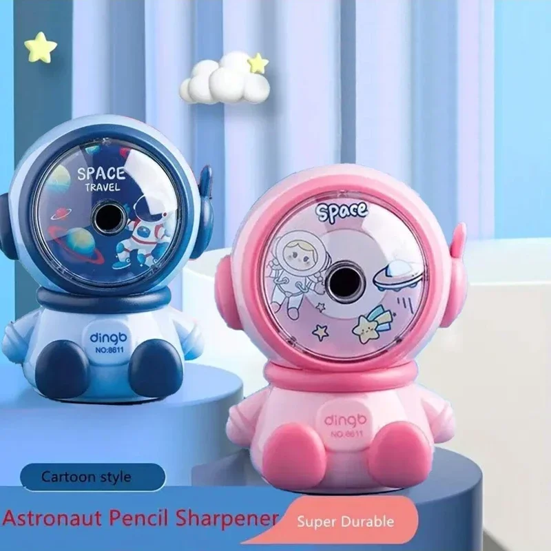 1 Piece Pencil Sharpener, Astronaut Cartoon Manual Learning Pencil Sharpener, School Stationery Office Student Supplies Gifts