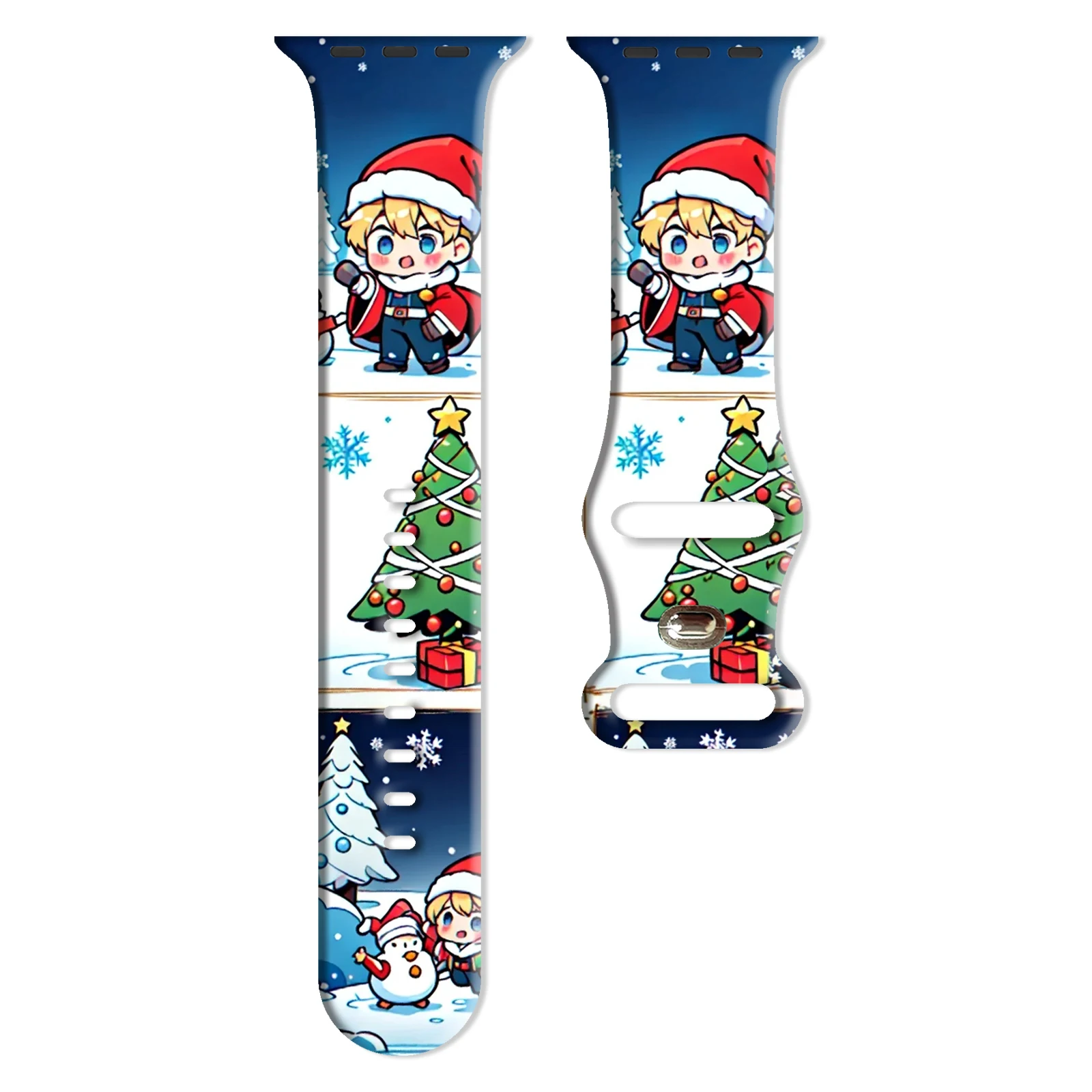 

Whimsical Christmas Eve Themed Series Band for Apple Watch 11/10/9/SE, Soft Silicone Replacement Strap for 46mm/45mm/44mm/42mm