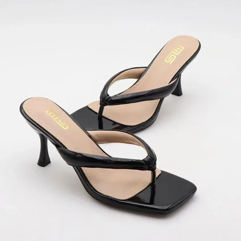 

Women's Summer Luxury Slippers, Flip Flops, High Heels, Women's Pantofle, Women's Mule Rubber Sole, Black Sandals, Designer