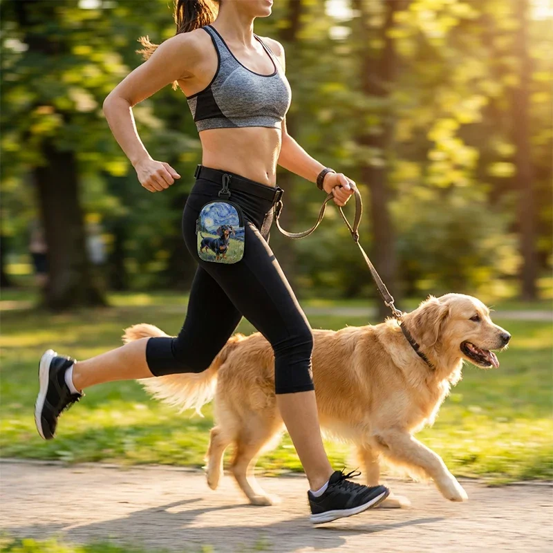 Niedliche Dackel-Snacktasche im Van-Gogh-Stil – Tragbare Leckerli-Tasche für Hunde, Outdoor-Trainingstasche, Belohnungs-Gürteltasche – Detail 1