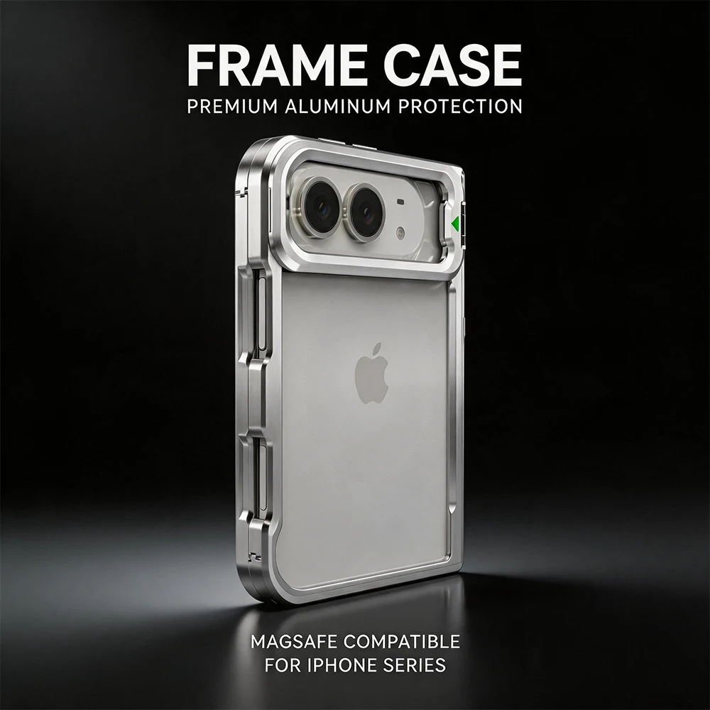 LUPHIE for iphone Duo Case Hinge Fold Aluminum Metal Bumper Shockproof Frame Cover Backless with Stand Screw Free Installation