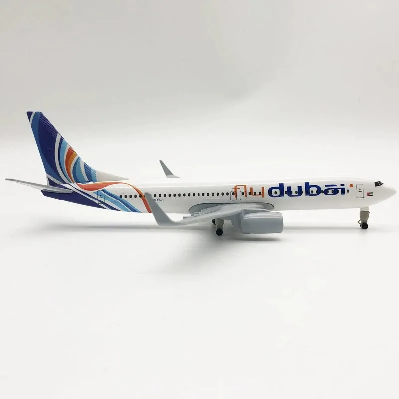 20cm Alloy Metal Miniatures Airplane Model Air Fly Dubai Airlines B737 Diecast Plane Model With Landing Gear Collectible