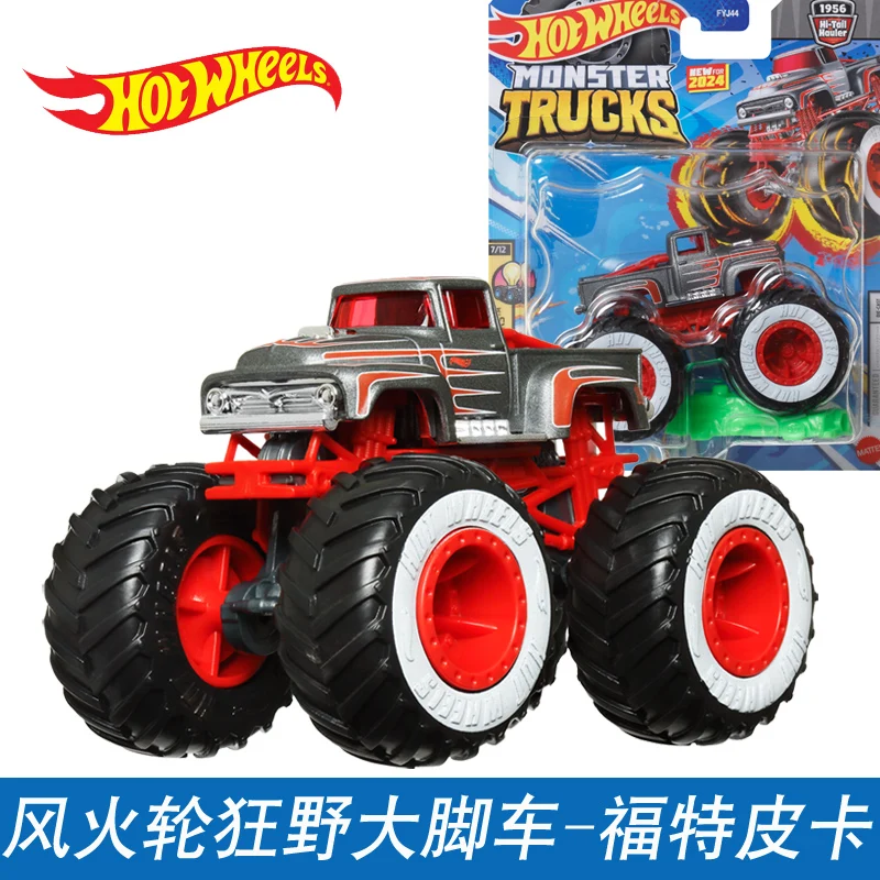 Original Hot Wheels Car Monster Trucks 1/64 Toys for Boys Diecast Race Ace Big Foot Flints Tones Totaled Chevrolet Pickup Gift