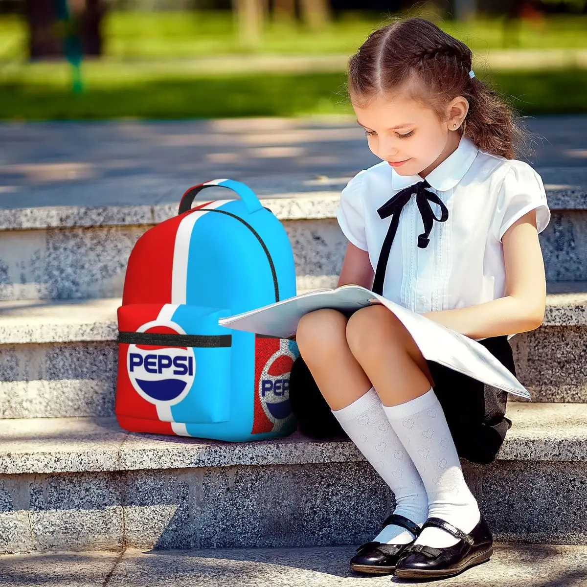 P-Pepsi-Mochila de grande capacidade para meninos e meninas, leve, impermeável, estudante, 17"