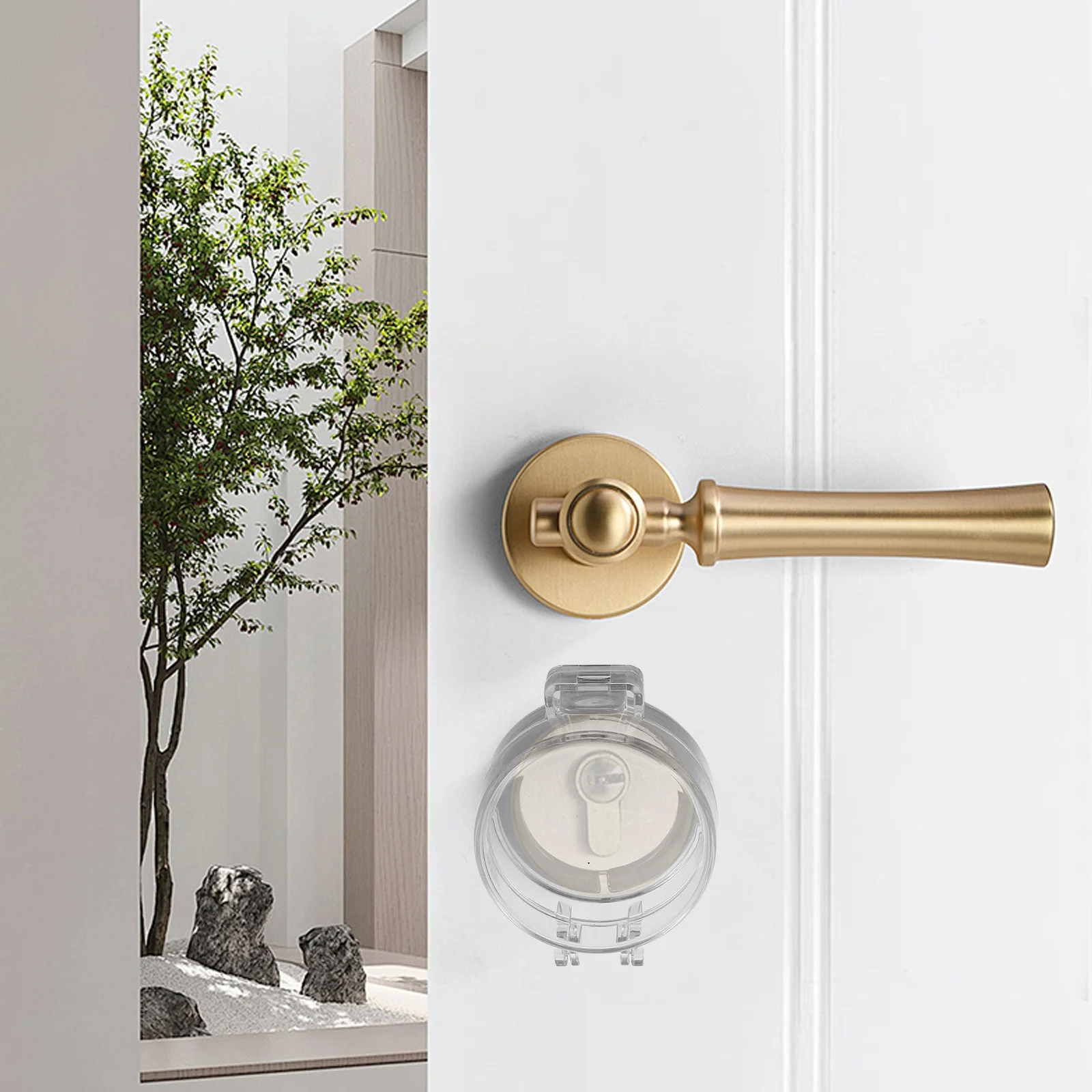 3 pçs claro à prova de crianças protetor de fechadura da porta botão capa para o quarto cozinha uso escolar deadbolt guarda pegajoso transparente