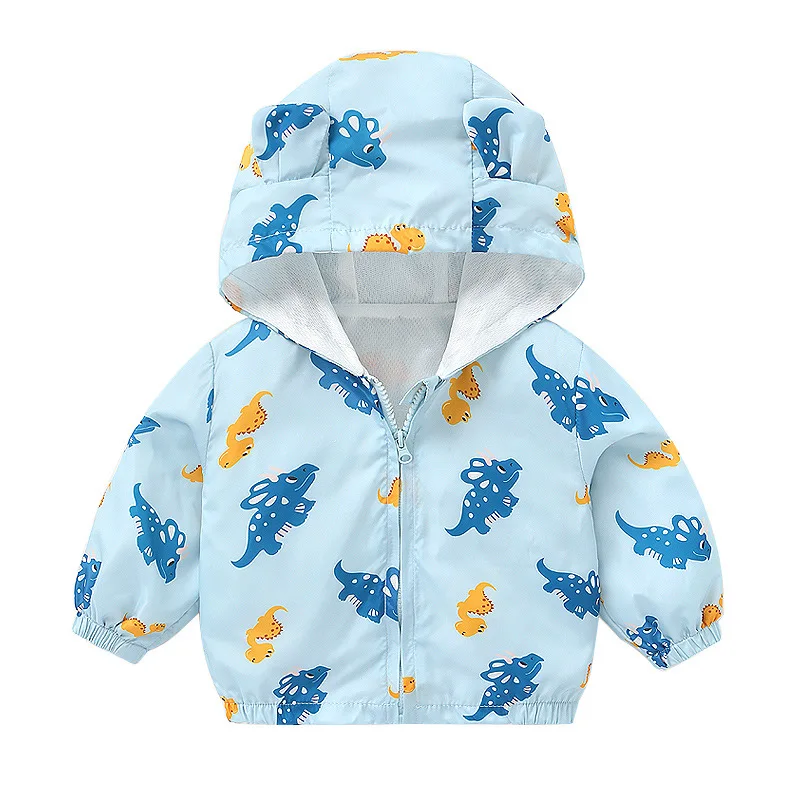 Baby Cartoon Print Jacket Spring Autumn Ear Hooded Children Outerwear Toddler Infant Boy Girl Casual Tops Fashion Kids Clothes