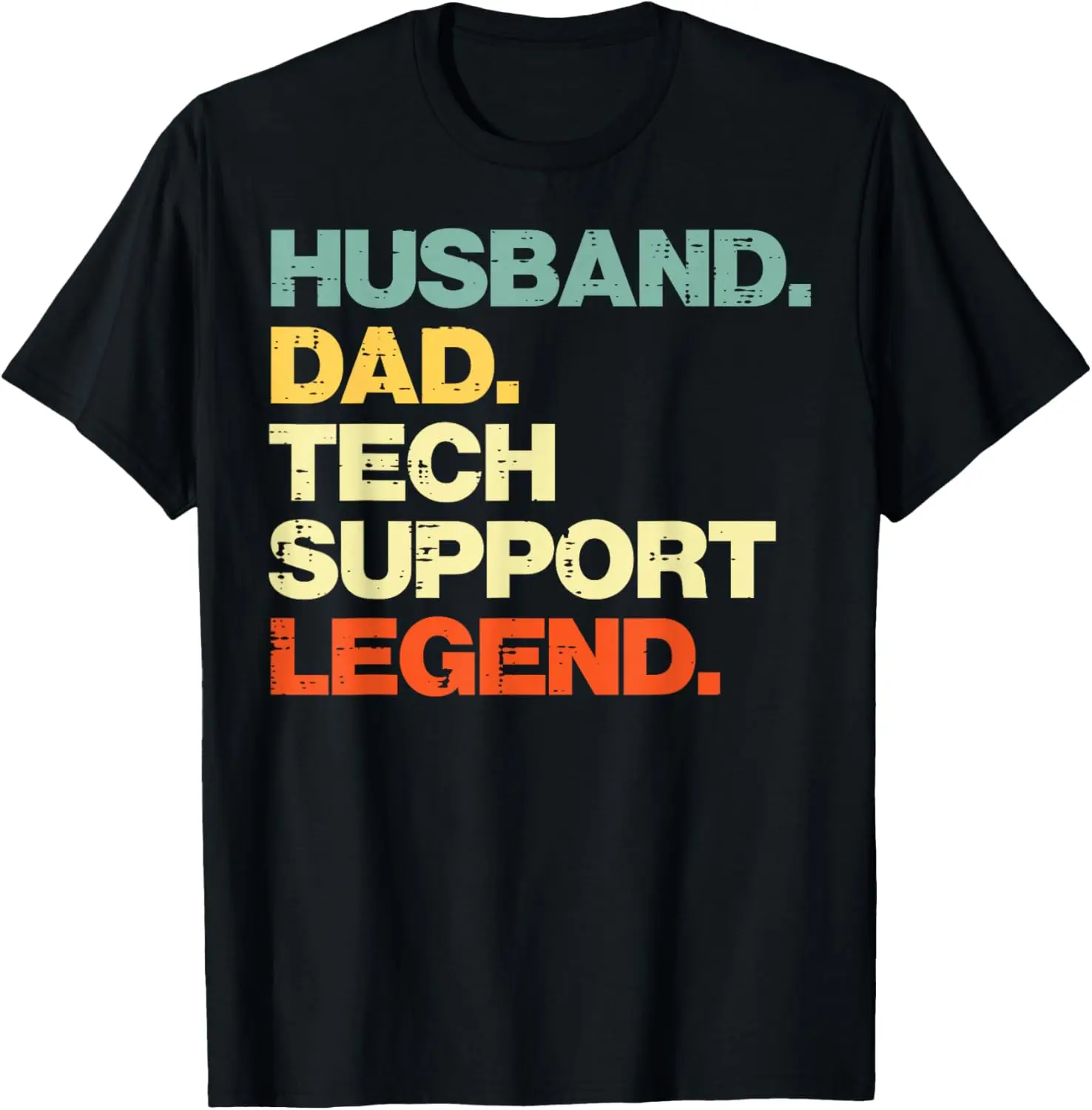 Husband Dad Tech Support Legend IT Helpdesk Sysadmin Men T-Shirt 100% Cotton Trendy Y2K Short-Sleeve Tee-Soft, Quick-Drying,