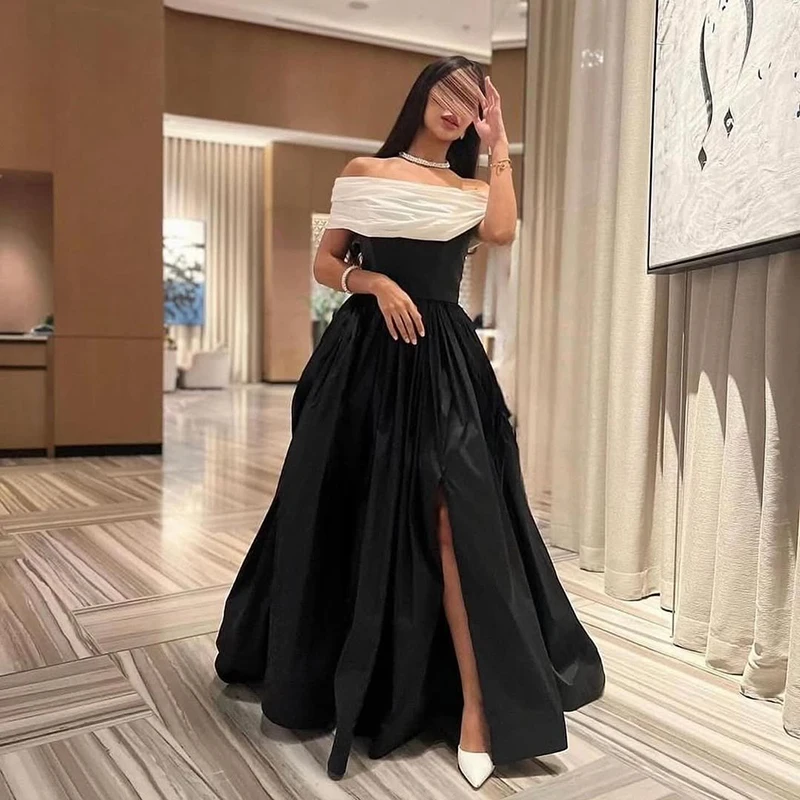 Thinyfull 2025 A-Line Prom Evening Dresses Off The Shoulder Black Split Party Dress Formal Night Cocktail Prom Gowns Customized