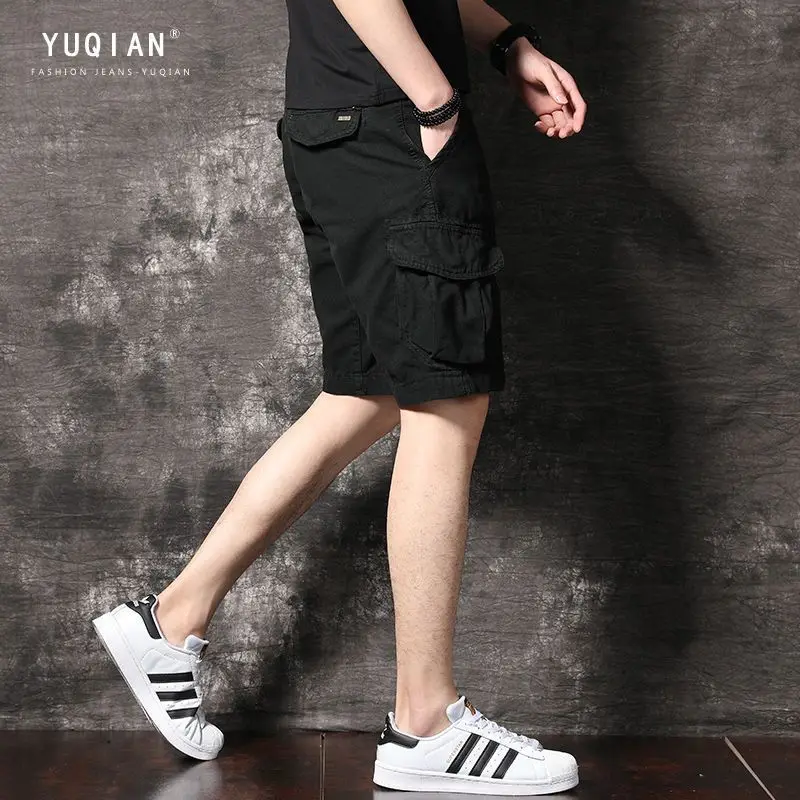 Outdoor 2026 Baggy Pure Cotton Tooling Shorts Loose Casual Solid Half Pants Multi Pocket Brand Trendy Medium Men's Short Pants