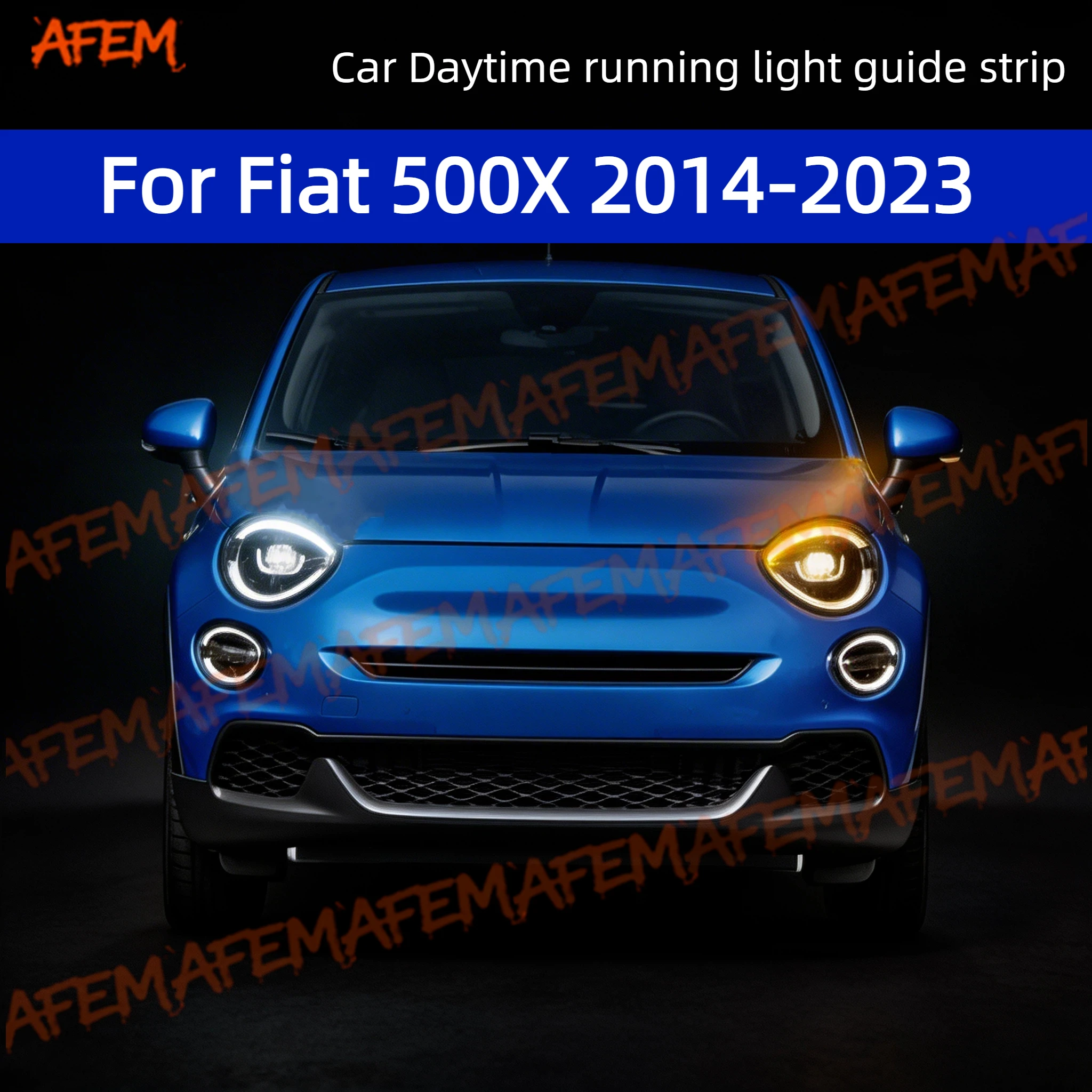 2pcs For Fiat 500X 14-23 Daytime Running Light Guide Strip Auto LED DRL Daytime Running light Flexible Decorative Ambient Lamp