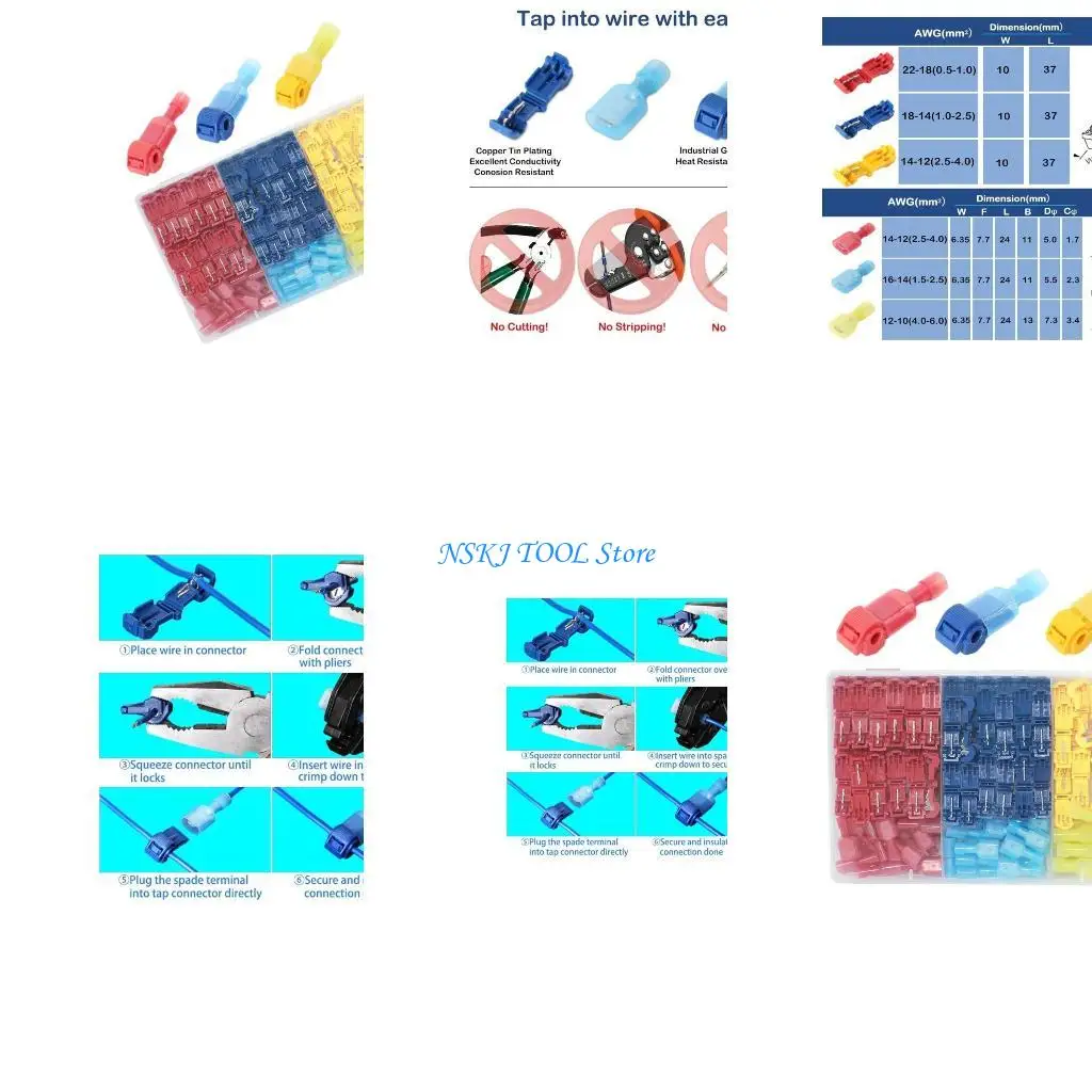 

L8RC 200pcs Professional T Tap Wire Splices Connector Secure Cable Joining Without Stripping Quick Installation Wire Connector