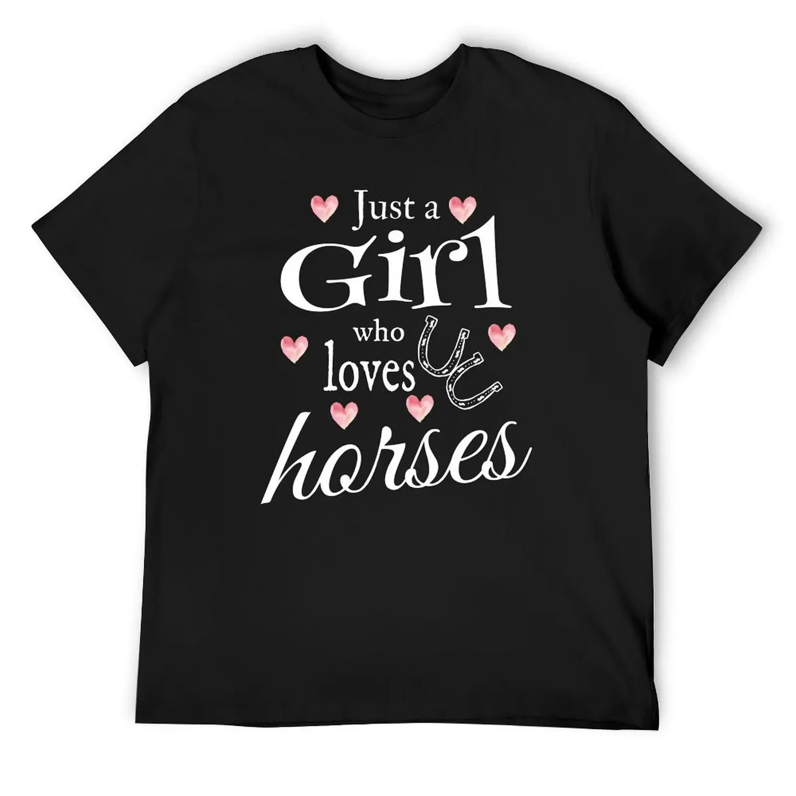 Just A Girl Who Loves Horses Riding Racing Equestrian Crazy Girls Gift Silhouette Tees Vintage T-Shirt