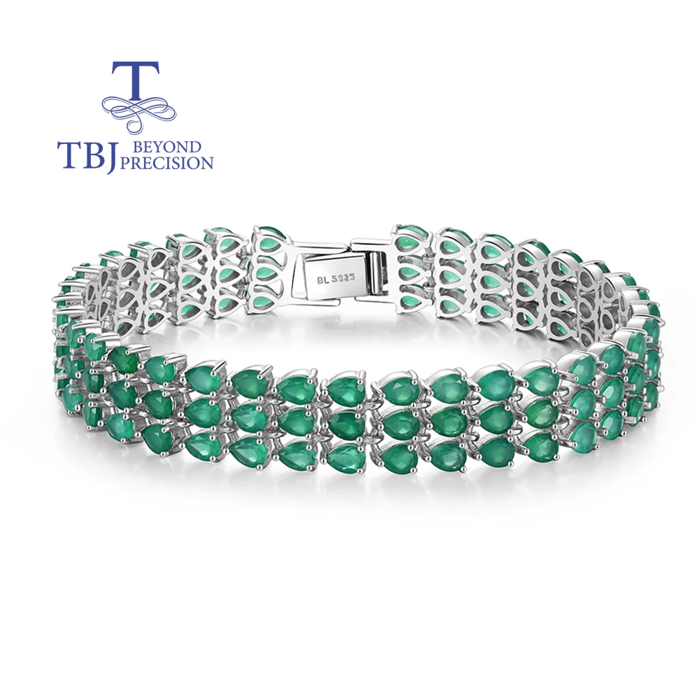 2026 Luxury natural green agate 925 sterling silver bracelet Elegant and noble women's banquet & wedding gifts