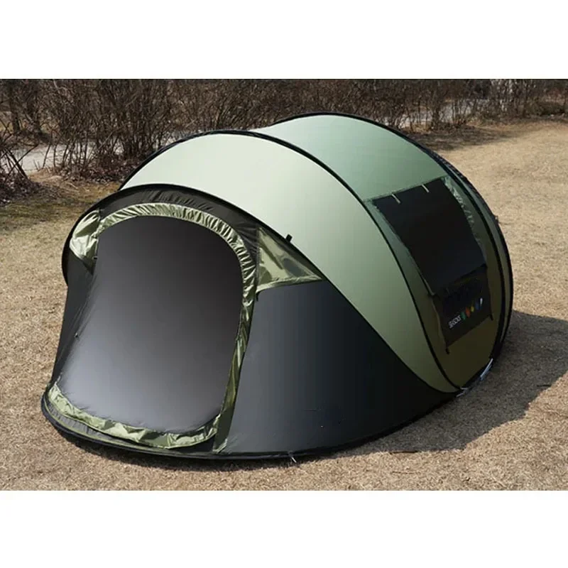 5-6 Person Family Camping Instant Throw Up Pop Up Tent for Outdoor Picnic Fishing Gear Green/Brown