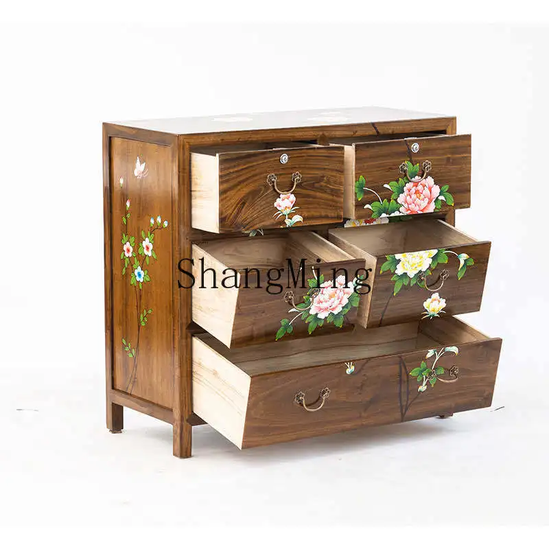 CL storage  TV cabinet pure solid wood chest new Chinese-style painted camphor storage cabinet large-capacity