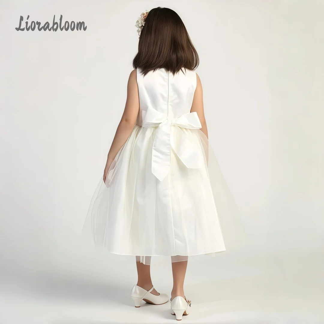 Abito da damigella personalizzato in pizzo, vestito da principessa in tulle con allacciatura posteriore, abito da festa nuziale