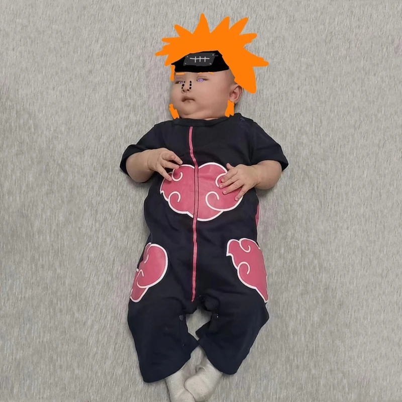 Baby Cosplay Rompers Nine Tail Kyuubi Kurama Fox Ninja Kakashi Red Cloud Jumpsuit For Babies Spring Summer Autumn Anime Homewear