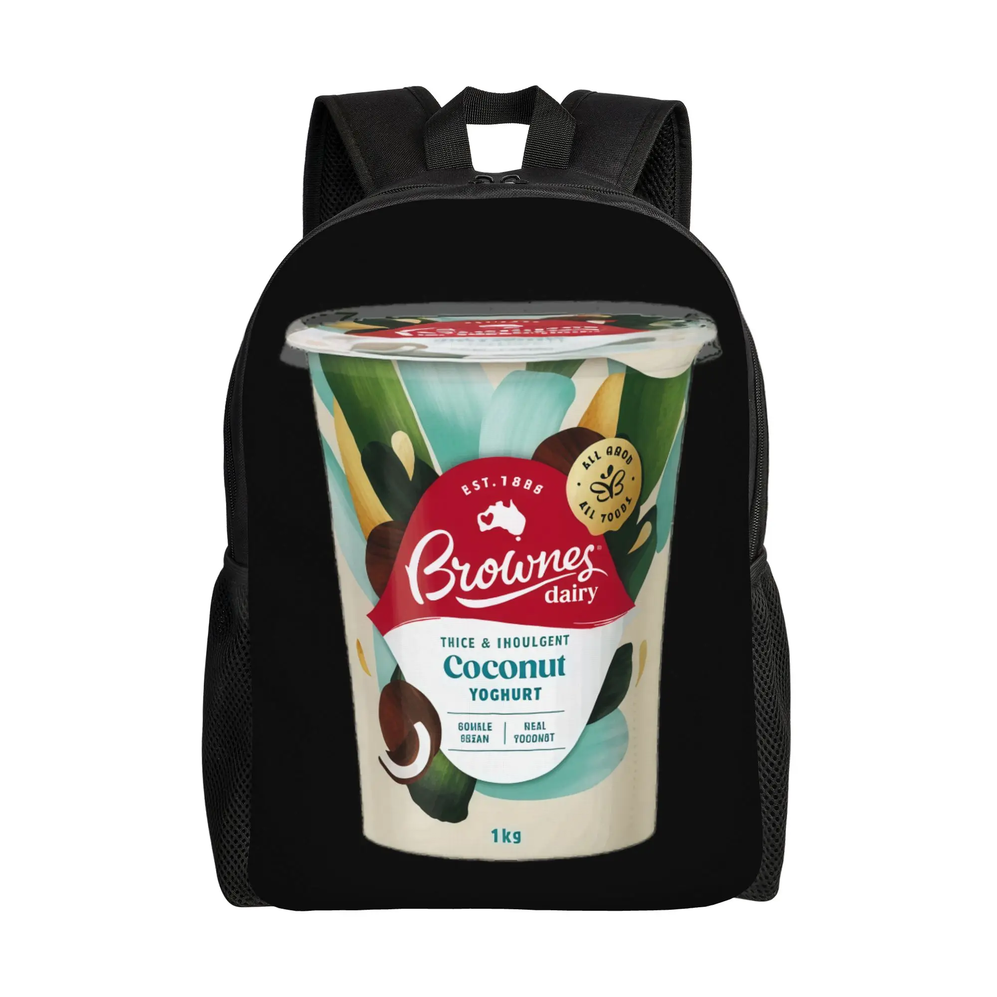 

Рюкзак BBrownes Dairy Coconut Yoghurt Visual BBrownes для мужчин, повседневный, большой вместимости, школьный рюкзак, к началу учебного года