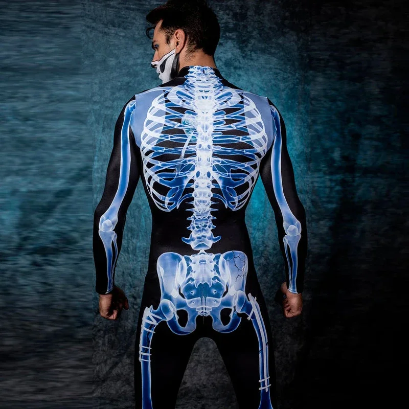 Costume de Teanoon X-Ray pour Homme, Combinaison de Batterie Zentai Humoristique, Manches sulf, Fermeture Éclair au Dos, Vêtements de ixd'Halloween