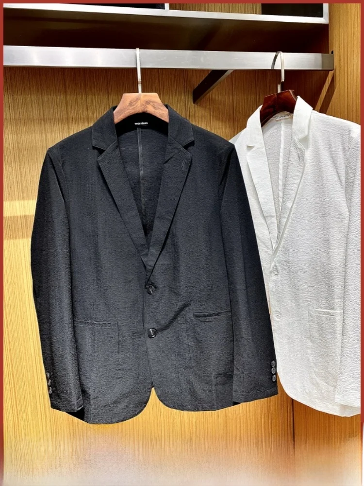 Abito da uomo casual di fascia alta Coolmax Busin con bottone singolo Primavera Estate Quali Pendolarismo Tempo libero Vestibilità Stand Sle