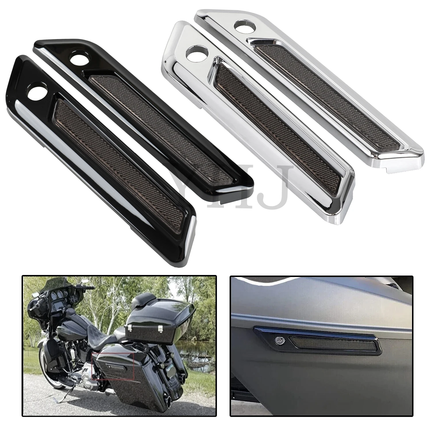 

For Harley Touring Electra Street Glide Road King 2014-Later Motorcycle Saddlebag Hinge Latch Cover ABS Plastic Chrome/Black