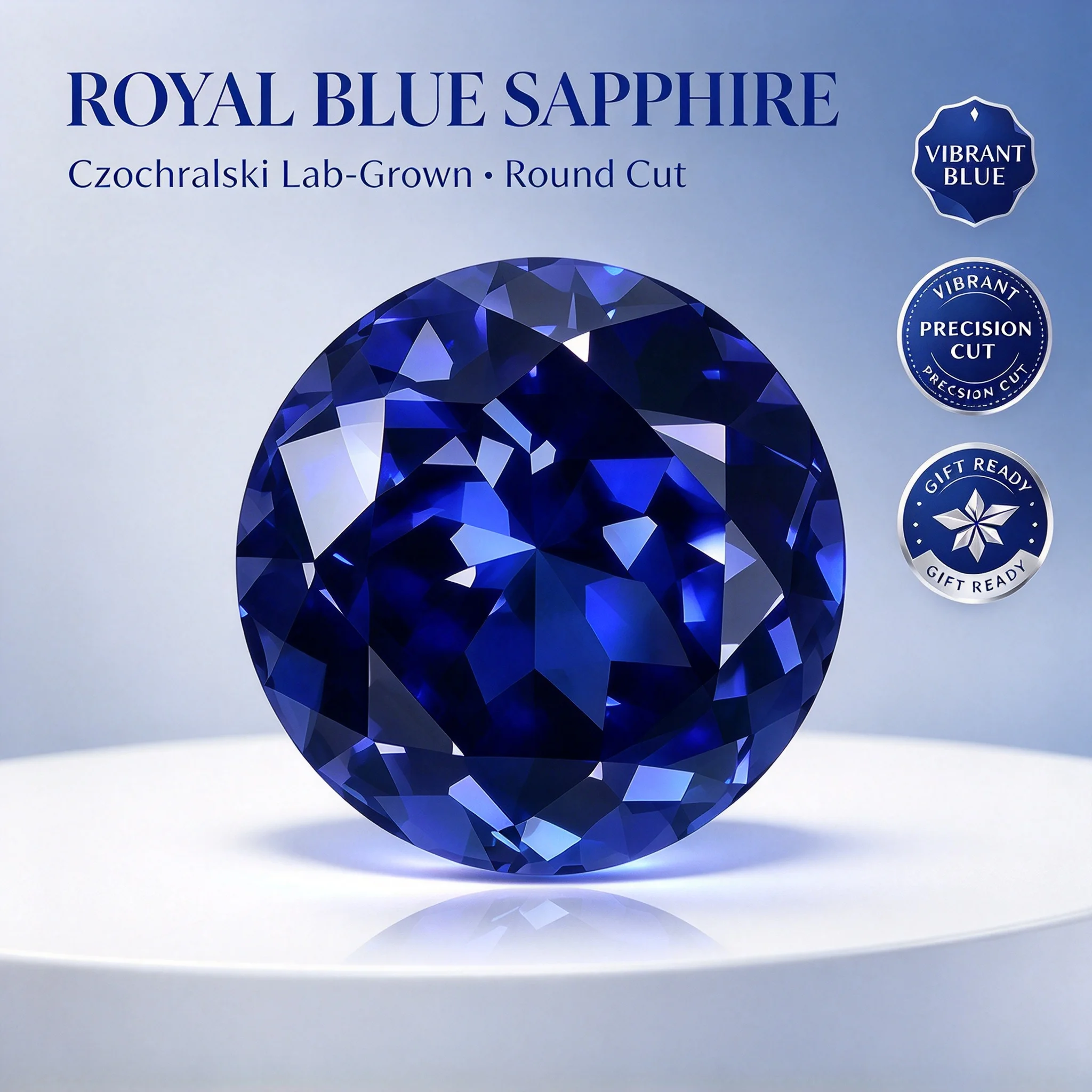 Royal Blue Lab Created Sapphire Loose Stones, High Gloss Faceted Gemstone, Great for Artisan Handmade Rings Necklaces Earrings
