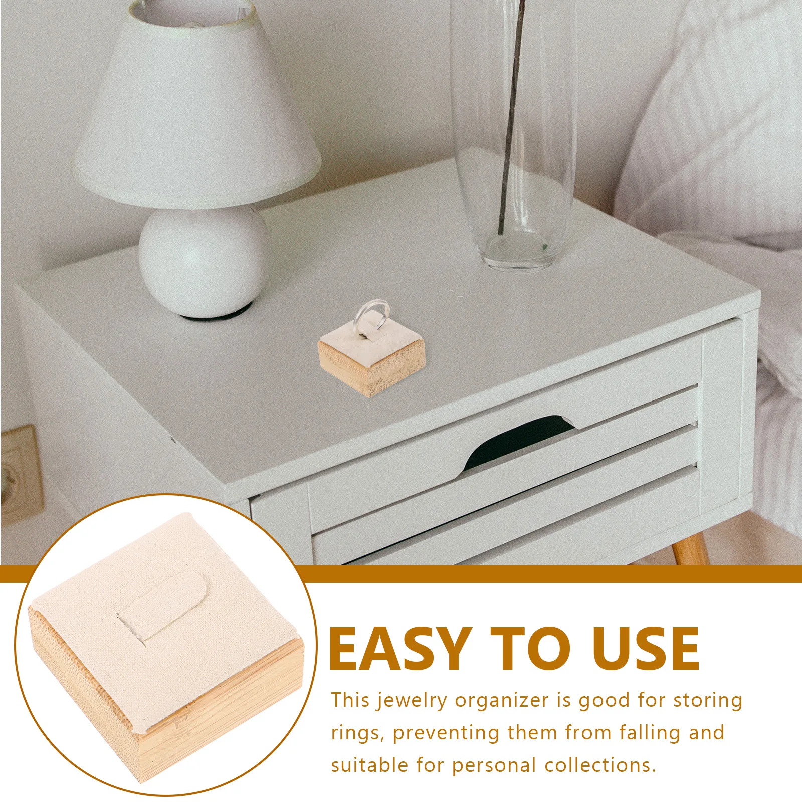 

Bamboo Ring Jewelry Organizer Prevent Falling Personal Collections Simple Color Portable Display Ring Holder Jewelry Display