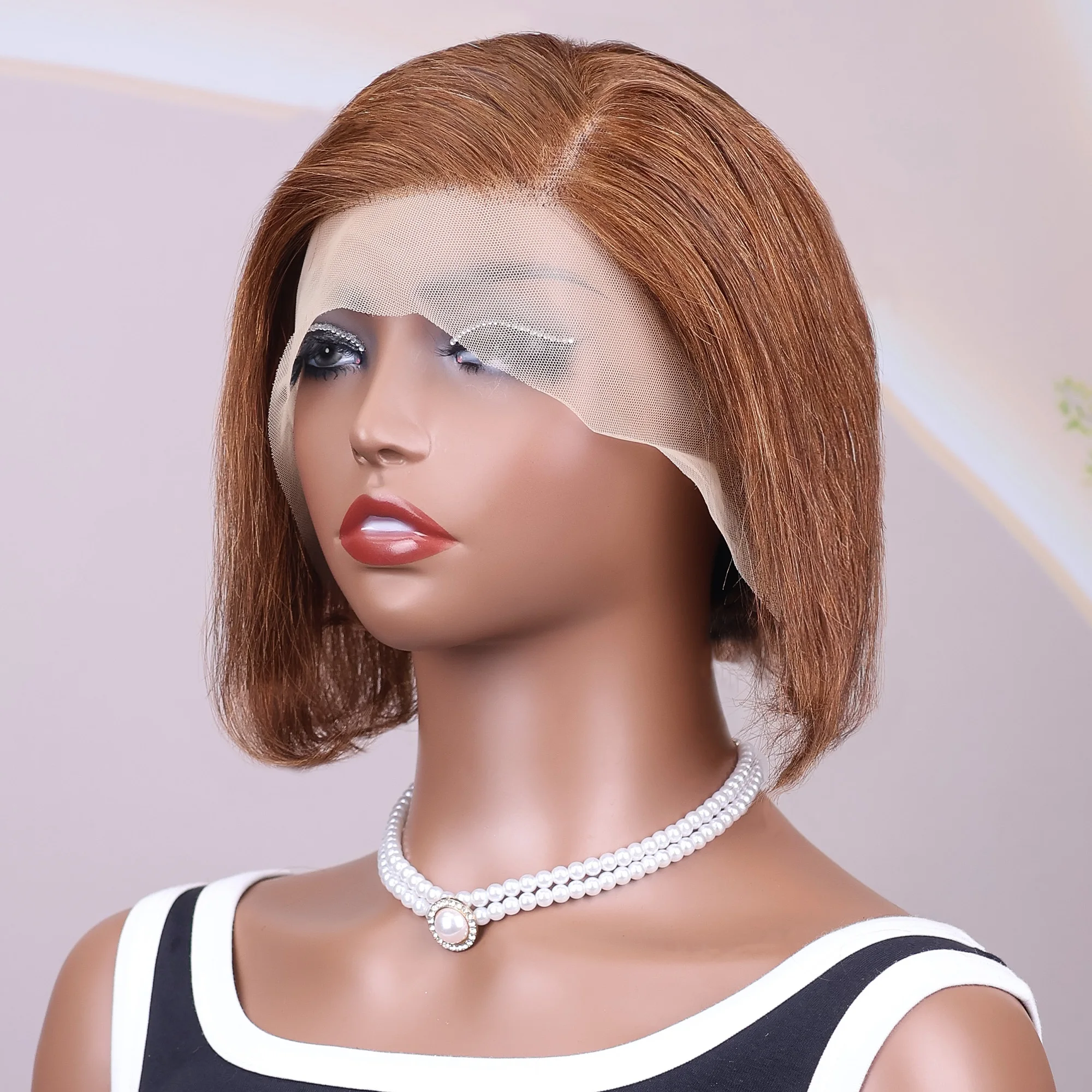 # 4 الشوكولاته براون عابث قطع الباروكات شعر الإنسان مستقيم 13x4 الدانتيل شعر مستعار أمامي قصير بوب شعر مستعار شعر الإنسان 99J بورجوندي # 27 شقراء عسلي