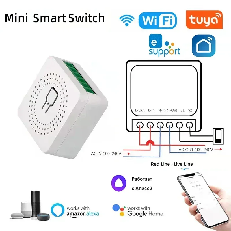 Wifi Mali smare Árammegszakító 16A DIY ligh Kapcsoló Drótnélküli smare haza vel tuya smare Élet ewelink homekit alexa Aliz Google kereső haza