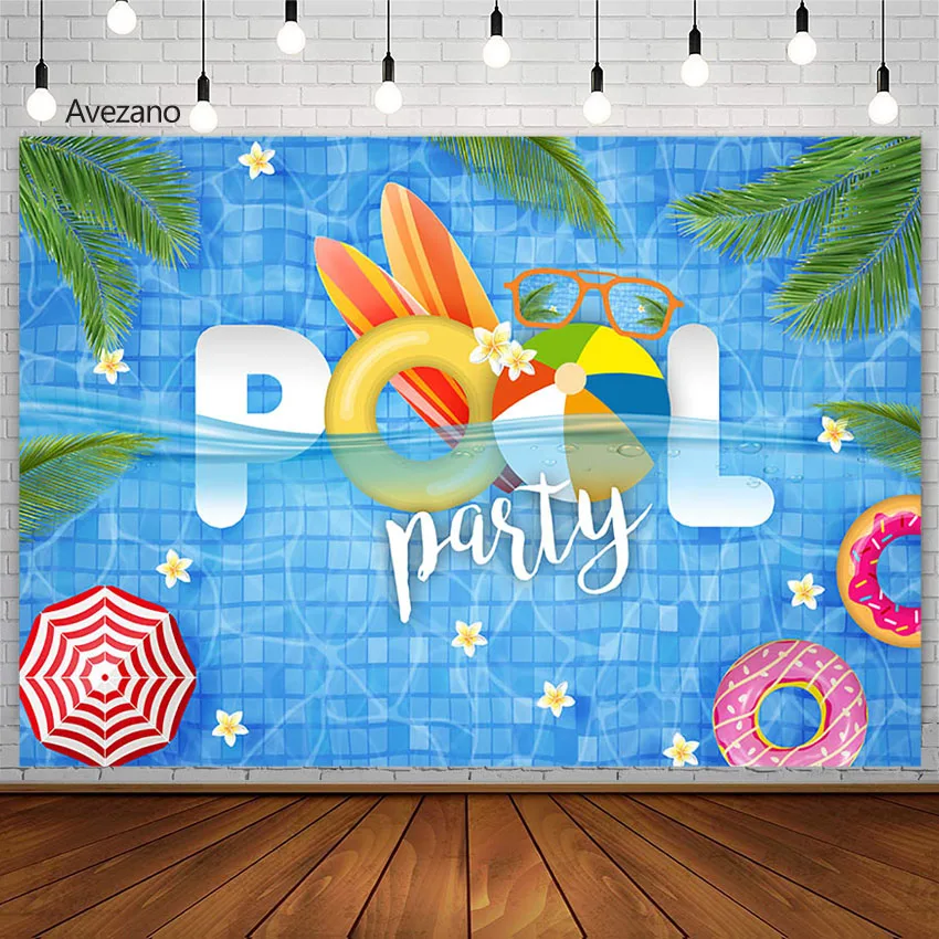 

Summer Pool Photography Backdground Water Swimming Lifebuoy Glasses Child Birthday Party Decor Backdrops Photo Studio Photozone