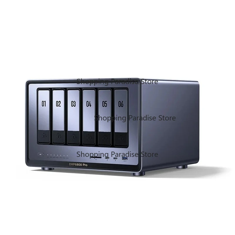 

DXP6800 pro 6-Bay Desktop Network Attached Storage (NAS) with I5 1235u 10 CPU 8GB DDR5 RAM 128G SSD 2 * 10GbE 2 * M.2 NVMe Slots