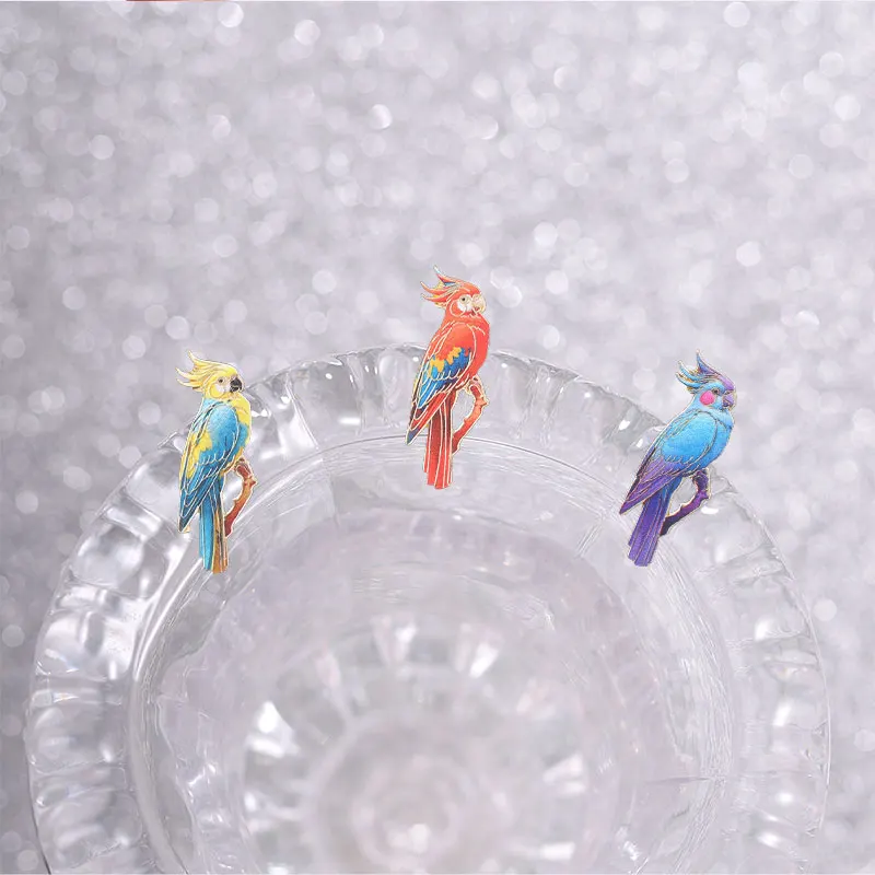 12-teiliges Set bunter Emaille-Anstecker mit Papageien- und Kolibri-Motiven, Kakadu-, Ara- und fliegenden Vogel-Anstecker, Tier-Metallbrosche, Revers-Accessoire, Geschenk – Detail 7