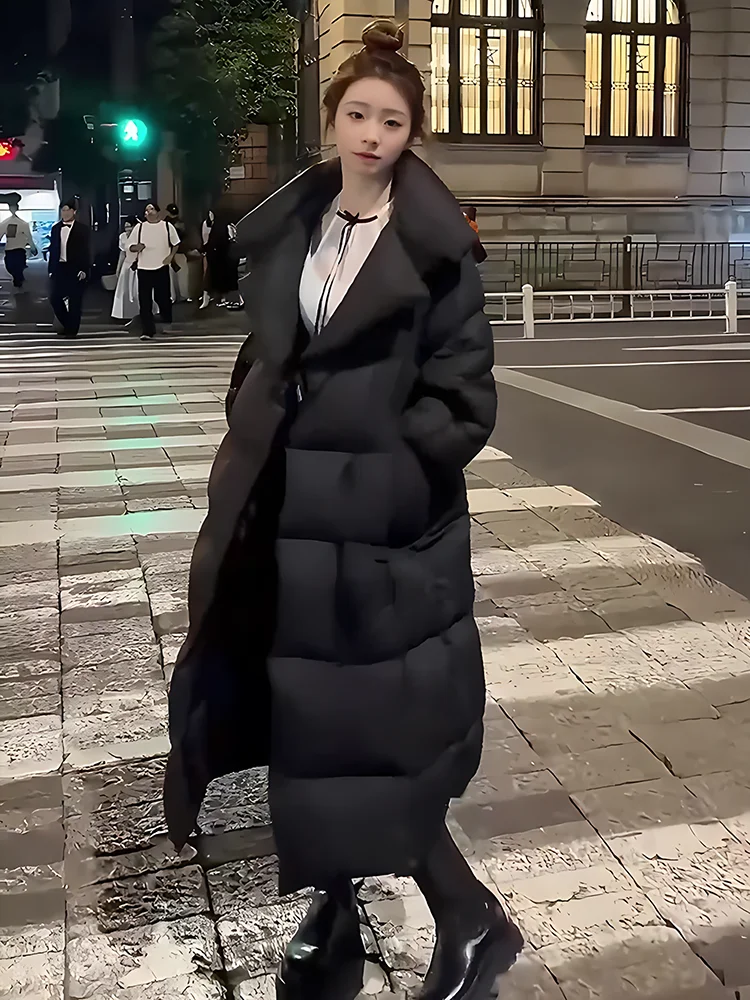 2024 invierno nuevo Faionable versátil Thiened Floing cuello grande blanco Du abajo Jaet mujer moda viaje Sle