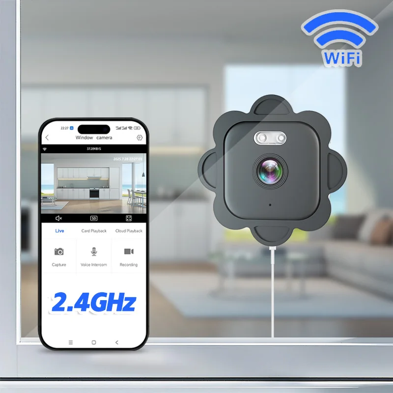 

2.4 ГГц Wi-Fi IP-камера для помещений, магнитная, для окон, миниатюрная, на клейкой основе, для наблюдения за стеклом