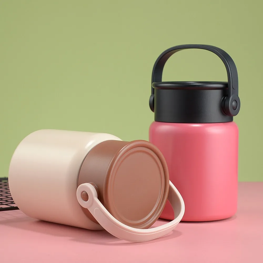 

Breakfast Cup Insulated Stainless Steel Thermos Cup Portable 500ml Thermos Bottle Leak Proof with Spoon Thermos Pot Office