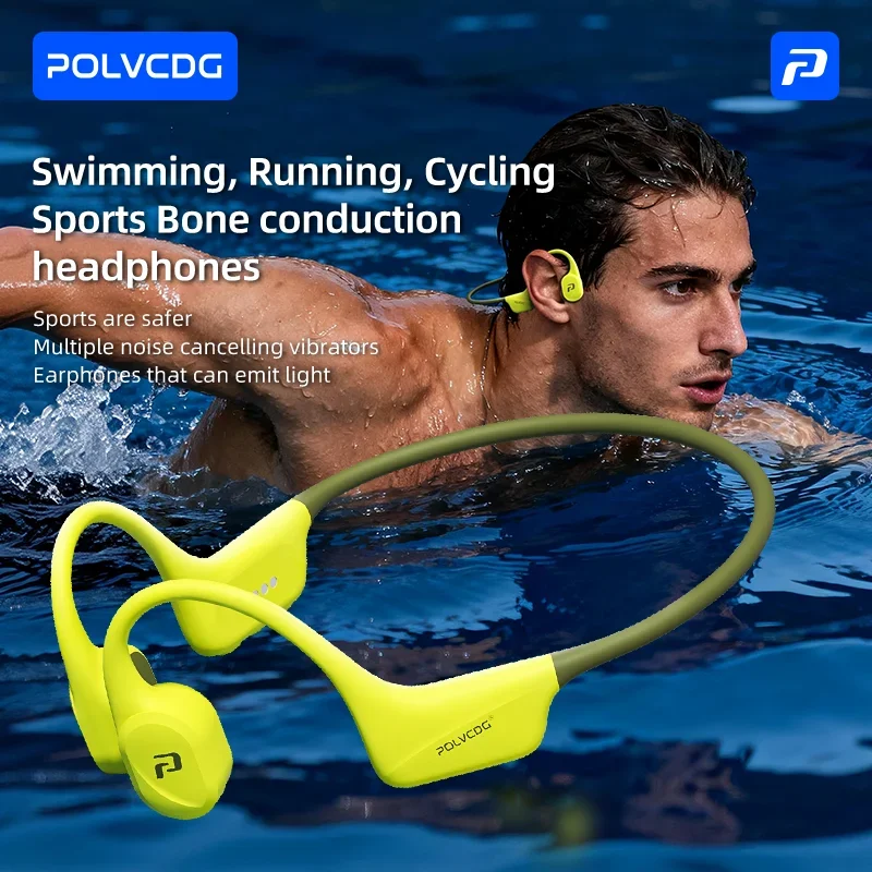 POLVCDG x34 Knochenleitungs-Schwimmkopfhörer Silikonkopf 32GB Speicher IPX8 Wasserdicht 26g Sport-Kletterkopfhörer
