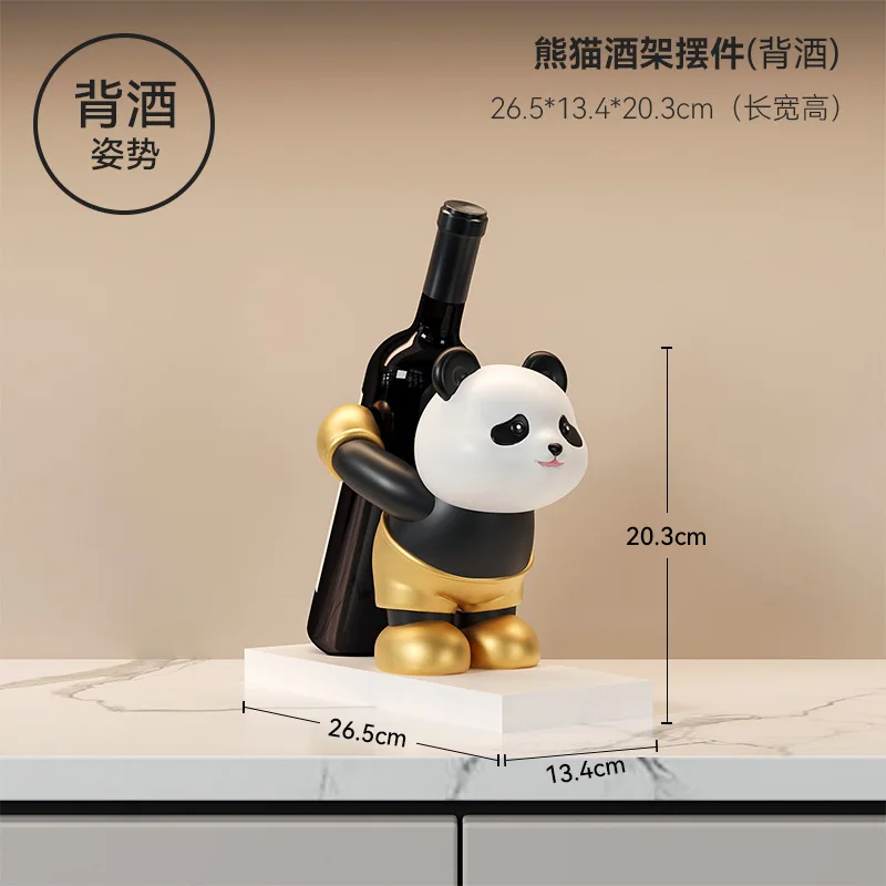 DEOUNY Panda Wine Rack Bottle Position Ornaments Wine Cabinet Bottle holder Decorations Cabinet Dining Wine Bottle Stand