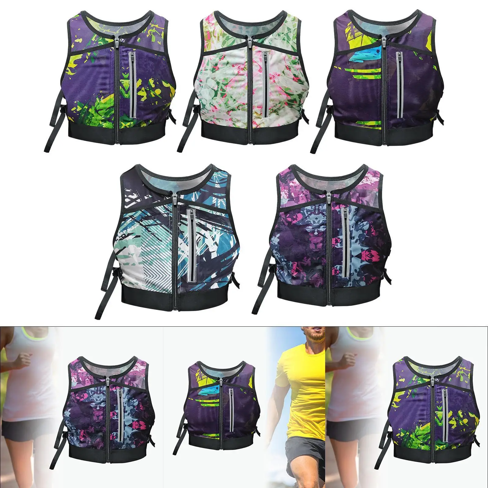 

Running Vest Chest Pack Reflective Vest Front Zipper Lightweight Adults Phone