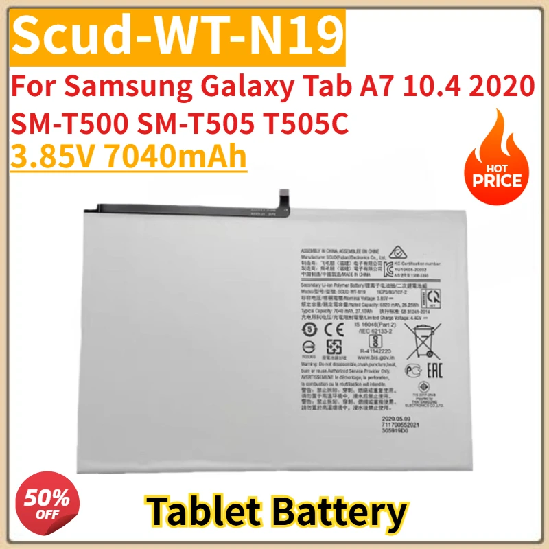 

Brand New Replacement Tablet Battery 3.85V 7040mAh Scud-WT-N19 For Samsung Galaxy Tab A7 10.4 2020 SM-T500 SM-T505 T505C