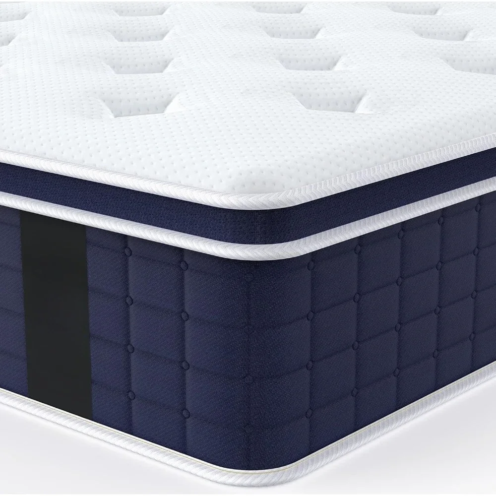 12 Inch California King Mattress, Hybrid Cal King Mattress in A Box, Medium Firm, 3 Layer Premium Foam with Pocket Spring