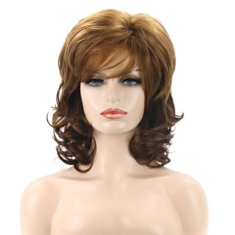 

Women's Med-Length Dark Brown Hair Full Party Ladies Wig